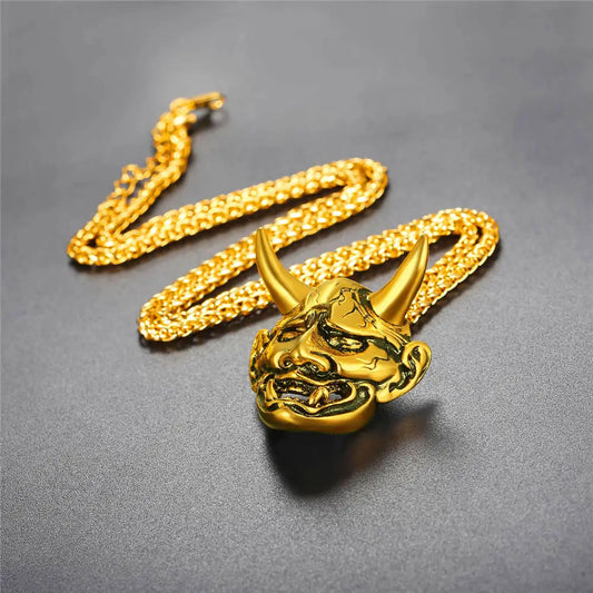 Gold Steel Oni Necklace